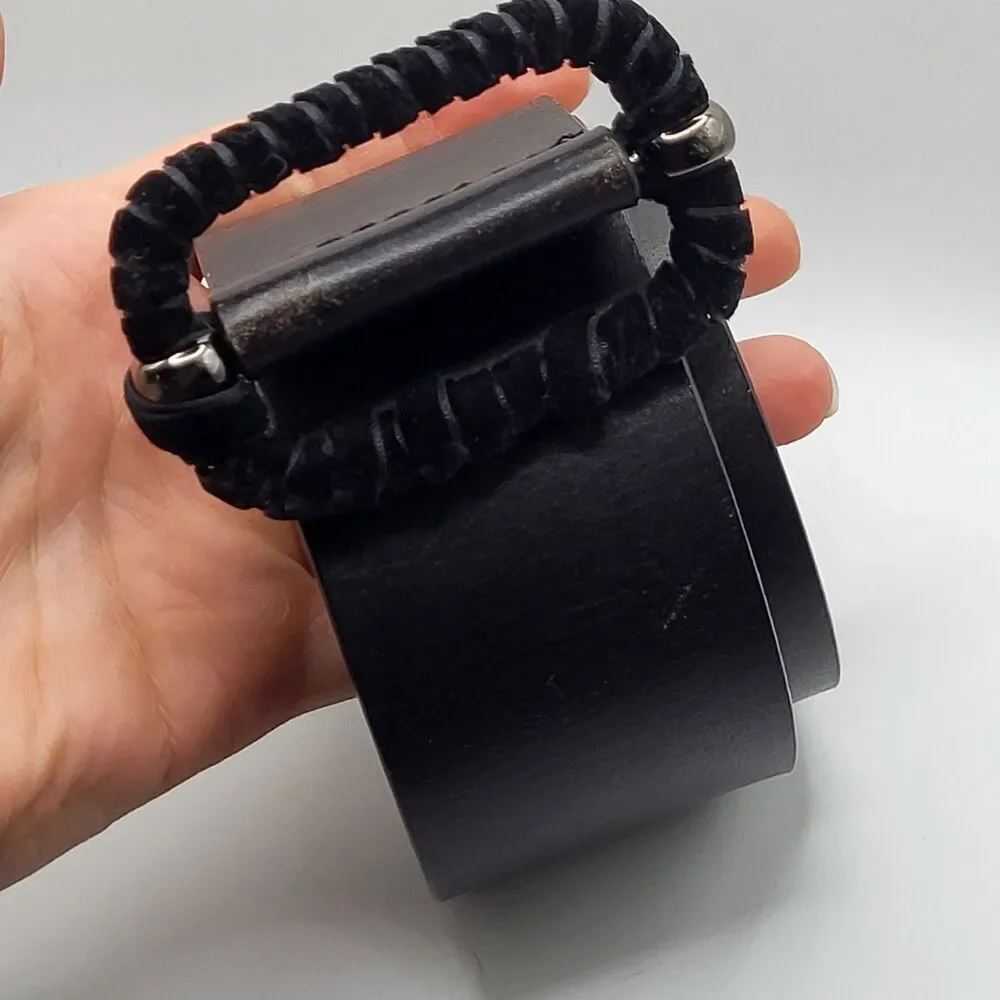 Black Thick Genuine Leather Belt Wide 40in